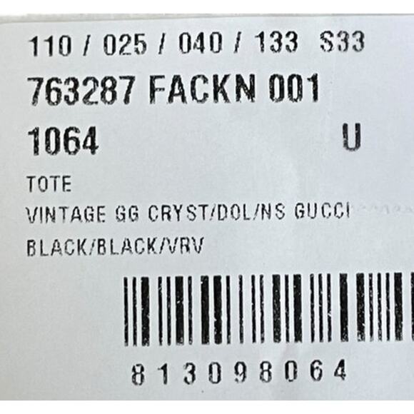 GUCCI Black GG Crystal Canvas Medium Tote Bag New & Authentic - Picture 9 of 11